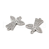 Brass Micro Pave Clear Cubic Zirconia Connector Charms X-KK-E068-VB265-3