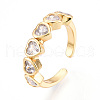 Brass Micro Pave Clear Cubic Zirconia Cuff Rings for Women KK-T074-14G-4