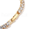 Brass Pave Clear Cubic Zirconia Flat Round Link Bracelets BJEW-YWC0002-04G-3
