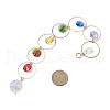 Colorful Glass Octagon Beads & Brass Rings Hanging Ornaments HJEW-JM02145-3