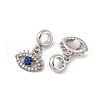 Rack Plating Alloy Crystal & Capri Blue Rhinestone European Dangle Charms FIND-C055-17P-2
