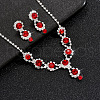 Flower Brass Rhinestone Pendant Necklaces & Stud Dangle Earrings Sets FS-WG6EF02-03-1
