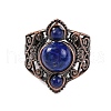 Natural Lapis Lazuli Retro Finger Rings RJEW-B067-01R-11-2