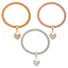 3Pcs Heart Zinc Alloy Charm Bracelets FS-WG3B029-01-5