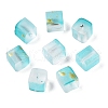 Frosted Glass Beads with Golden Glitter Powder X1-DGLA-NH001-8mm-01C-1