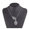 Double Hollow Leaf Alloy Pendant Cable Chain Lariat Necklaces for Women FS-WG05CB9-02-3