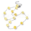 304 Stainless Steel Cat Eye Round Beads Handmade Chain Necklaces for Women NJEW-C073-01P-03-4
