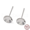 Rhodium Plated 925 Sterling Silver Stud Earring Findings STER-E068-02D-P-1