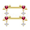 Brass Micro Pave Camellia Cubic Zirconia Heart Nipple Barbells WG21F93-10-1