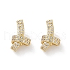 knot Brass Micro Pave Clear Cubic Zirconia Stud Earrings EJEW-F895-16G-4