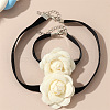 Rose Alloy with Polyester Choker Necklace & Bracelet Sets FS-WG57C00-02-2