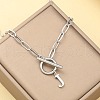 Stainless Steel Paperclip Chain Initial Necklaces with OT Clasps WGD6039-10-1