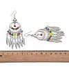Ring & Feather Alloy & Glass Chandelier Earrings EJEW-G426-01AS-5