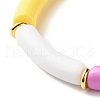 Curved Tube Opaque Acrylic Beads Stretch Bracelet for Teen Girl Women BJEW-JB06940-03-5