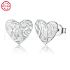 Rhodium Plated 925 Sterling Silver Heart Stud Earrings CC6706-1-1