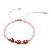 3Pcs 3 Color Evil Eye Lampwork & Glass Seed Braided Bead Bracelets Set BJEW-JB09574-3