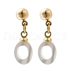 Oval Brass Stud Earrings EJEW-Z086-05G-4