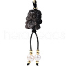 Natural Silver Obsidian & Obsidian & Natural Pearl & Brass for Mobile Phone Straps HJEW-N003-01-3