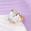 Brass with Natural Baroque Pearl Finger Rings RJEW-Q023-01G-3