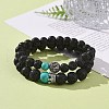 Couples Natural Lava Rock Stretch Bracelets BJEW-JB03315-01-6