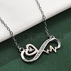 Brass Micro Pave Clear Cubic Zirconia Infinity Heart Pendant Necklaces for Women NJEW-C067-08GP-2
