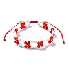 Woven Glass Flower Adjustable Braided Bead Bracelets for Women BJEW-MZ00100-05-1