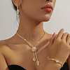 Flower & Horse Eye Alloy Crystal Rhinestone Pendant Necklaces & Stud Earrings & Bracelets Sets FS-WGF2591-04-2