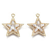 Brass Micro Pave Clear Cubic Zirconia Pendants KK-T056-67G-A01-NF-1