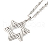 304 Stainless Steel Lumachina Chain Star of David Pendant Necklaces NJEW-S003-03P-2