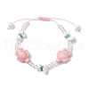 Synthetic Turquoise & Magnesite Braided Bead Bracelets BJEW-JB11676-2