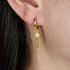 925 Sterling Silver Star & Chains Tassel Dangle Hoop Earrings for Women EJEW-F317-21G-2