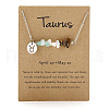 Natural Tiger Eye & Aquamarine & Quartz Crystal Chip & Alloy Constellation Pendant Necklaces WGB0CBC-03-1