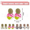 FIBLOOM 4 Pairs 4 Style Polymer Clay Dangle Stud Earrings with 316 Surgical Stainless Steel Pins EJEW-FI0002-44-2