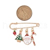 3Pcs 3 Style Christmas Tree & Santa Claus & Snowflake & Word Noel Enamel Safety Pin Brooches JEWB-TA00013-5