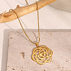 Stainless Steel Hollow Rose Pendant Necklaces for Women DE4974-2-2