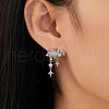 Brass Clear Cubic Zirconia Star Tassel Stud Earrings QZ5144-2-2
