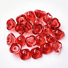 4-Petal Transparent Spray Painted Glass Bead Caps GGLA-S054-009A-03-1