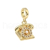 Brass Micro Pave Clear Cubic Zirconia and ABS Imitation Pearl European Dangle Charms KK-Q068-12G-1