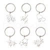 6Pcs 201 Stainless Steel Keychain KEYC-JKC01184-1