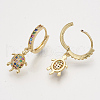 Brass Cubic Zirconia Dangle Hoop Earrings EJEW-S201-140-2