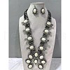 Oval Synthetic Turquoise Dangle Earrings & Pendant Necklaces FS-WG6ECB4-02-1