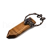 Natural Tiger Eye & Amethyst Sword Shape Big Pendants G-Q350-07J-2