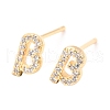 Brass Micro Pave Clear Cubic Zirconia Stud Earrings EJEW-O103-15G-1