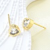 Brass Micro Pave Clear Cubic Zirconia Stud Earrings for Women EJEW-F363-02G-5