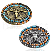 ANATTASOUL 2Pcs 2 Colros Ox Head Alloy Belt Buckle for Men with Wood Bead FIND-AN0001-01-1