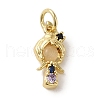Brass Micro Pave Colorful Cubic Zirconia Glass Pendants X-KK-R162-026F-G-1