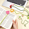 CRASPIRE 5Pcs 5 Styles Woolen Yarn Crochet Plant Bookmarks AJEW-CP0007-95A-3