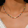 Natural Dyed Mixed Stone & Freshwater Pearl Round Beaded Necklaces for Women Daily and Party Wear XX1529-2