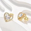 Brass Micro Pave Clear Cubic Zirconia Stud Earrings EJEW-C139-06G-3