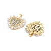 Brass Pave Clear Cubic Zirconia With ABS Imitation Pearl Beads Pendants KK-U009-03G-2